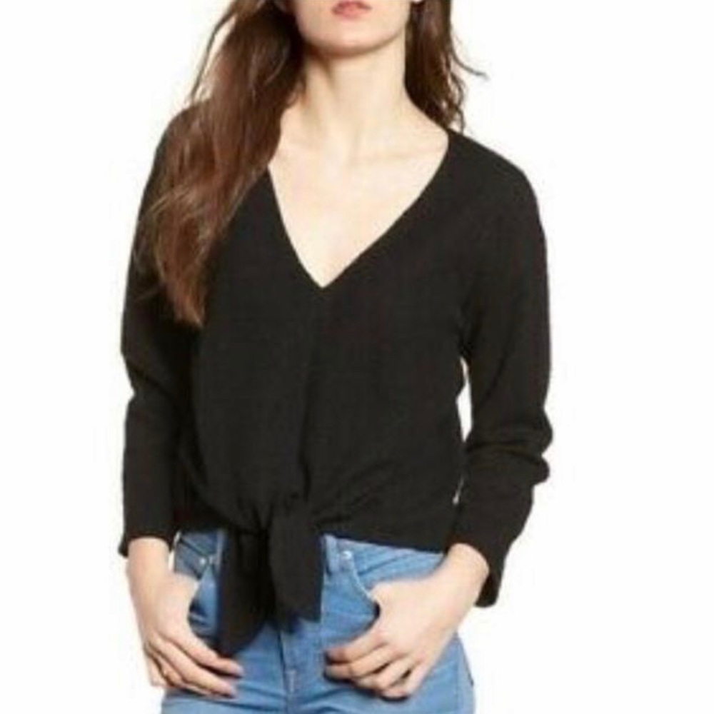 Madewell Texture & Thread Tie Top Black XXS